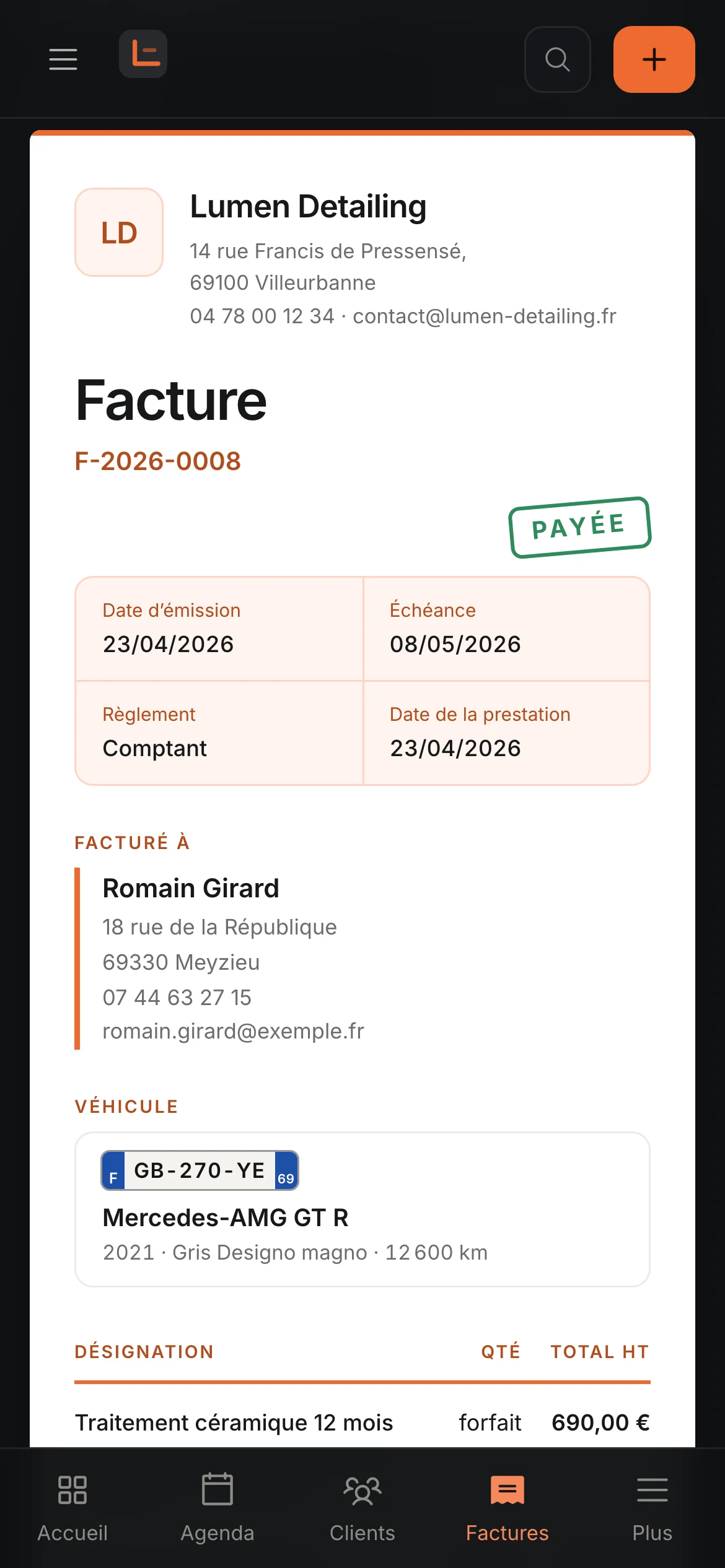 Un devis ou une facture, consultable et payable sur téléphone