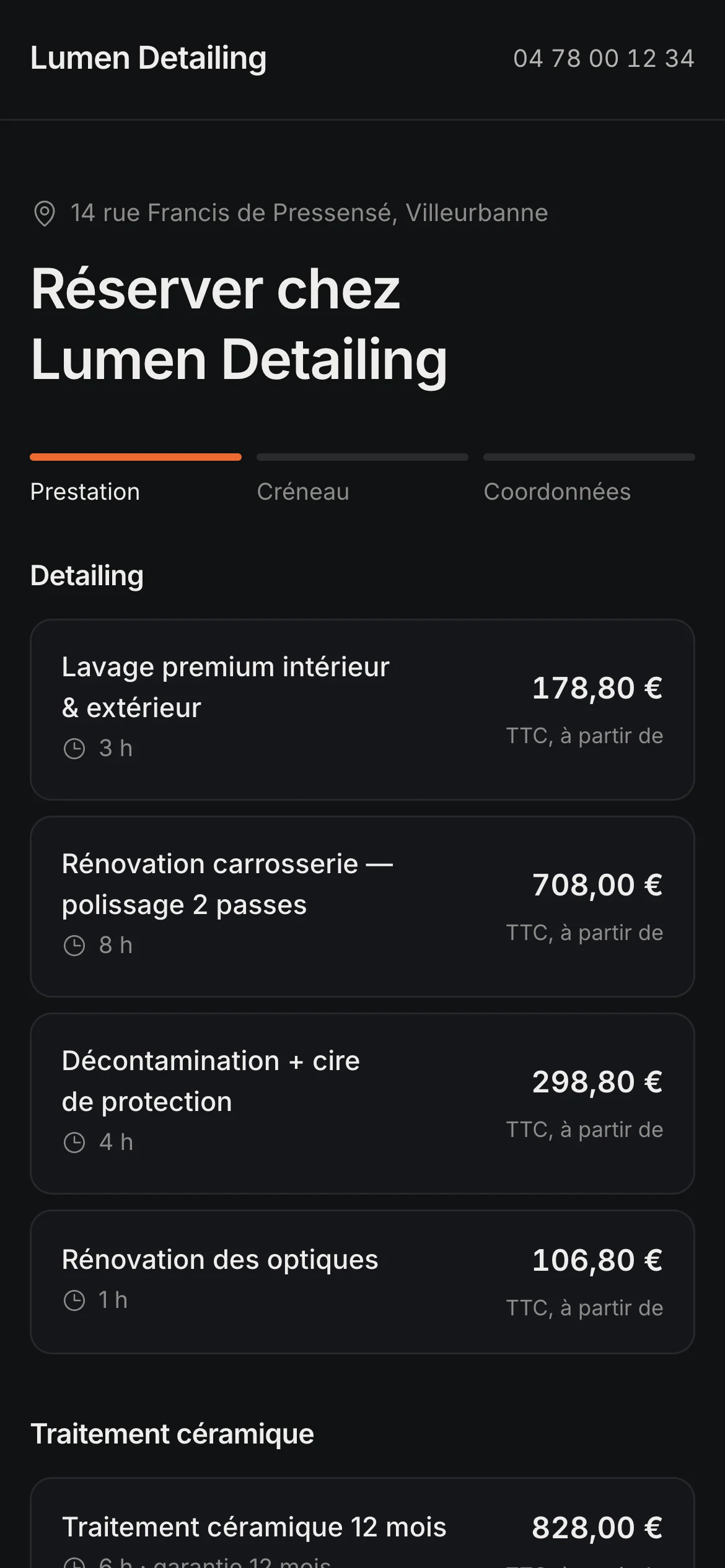 La page de réservation à coller dans votre fiche Google